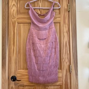 Lavish Alice satin and fringe dress in soft pink size 4 with tag cocktail dress